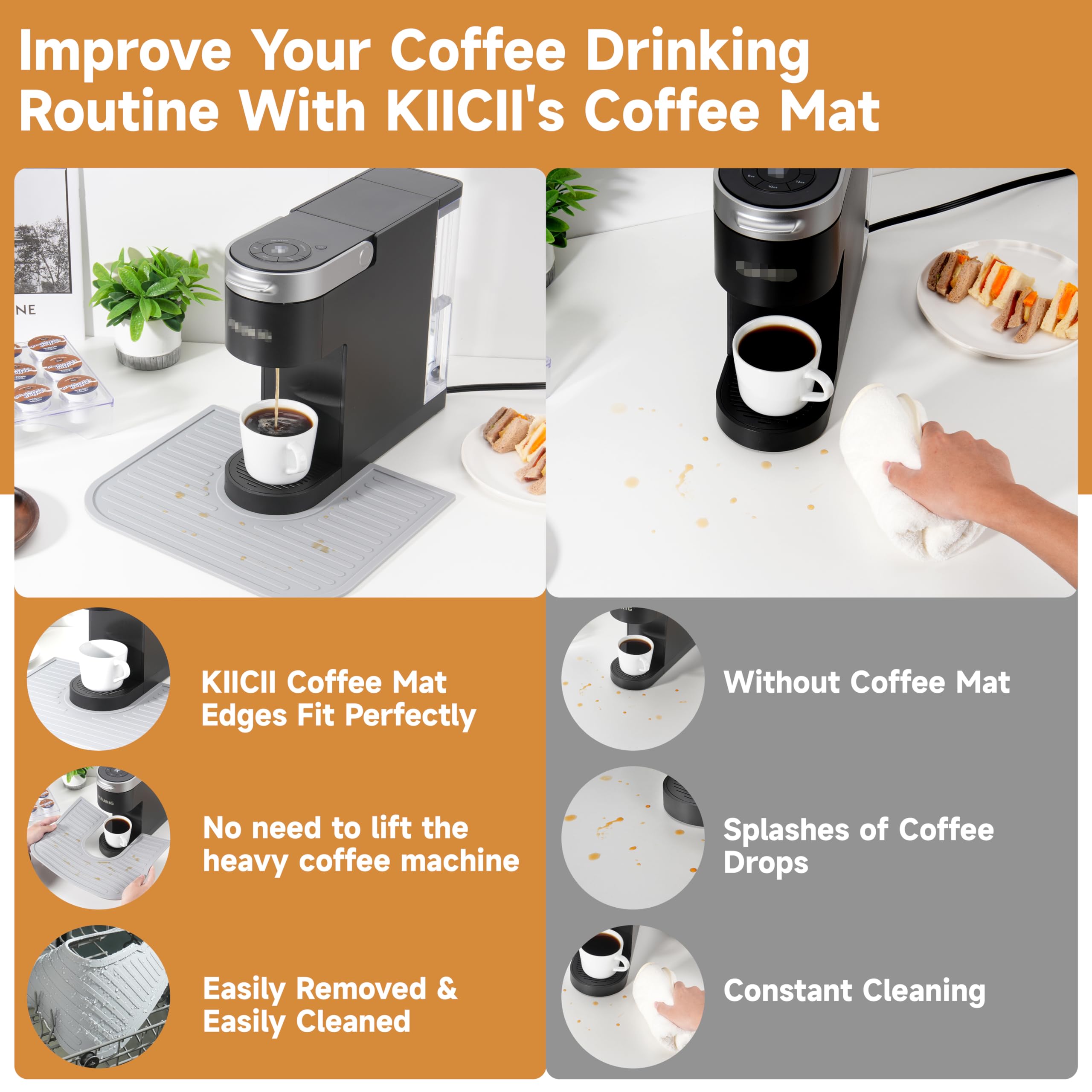 Kiicii dishwasher-safe mat simplifies post-brew cleanup around the coffee station