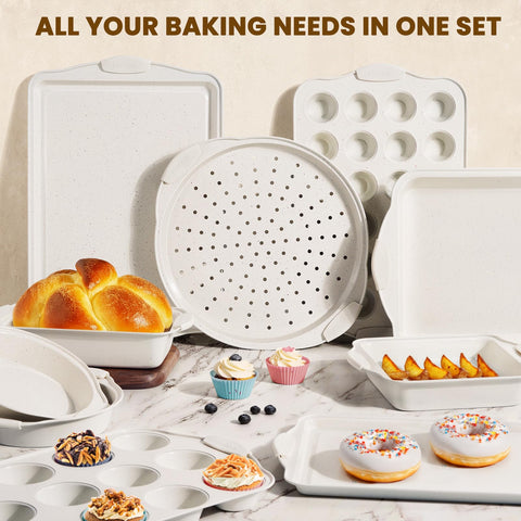Kikcoin 22pc nonstick baking pans set pizza pan for crisp crusts