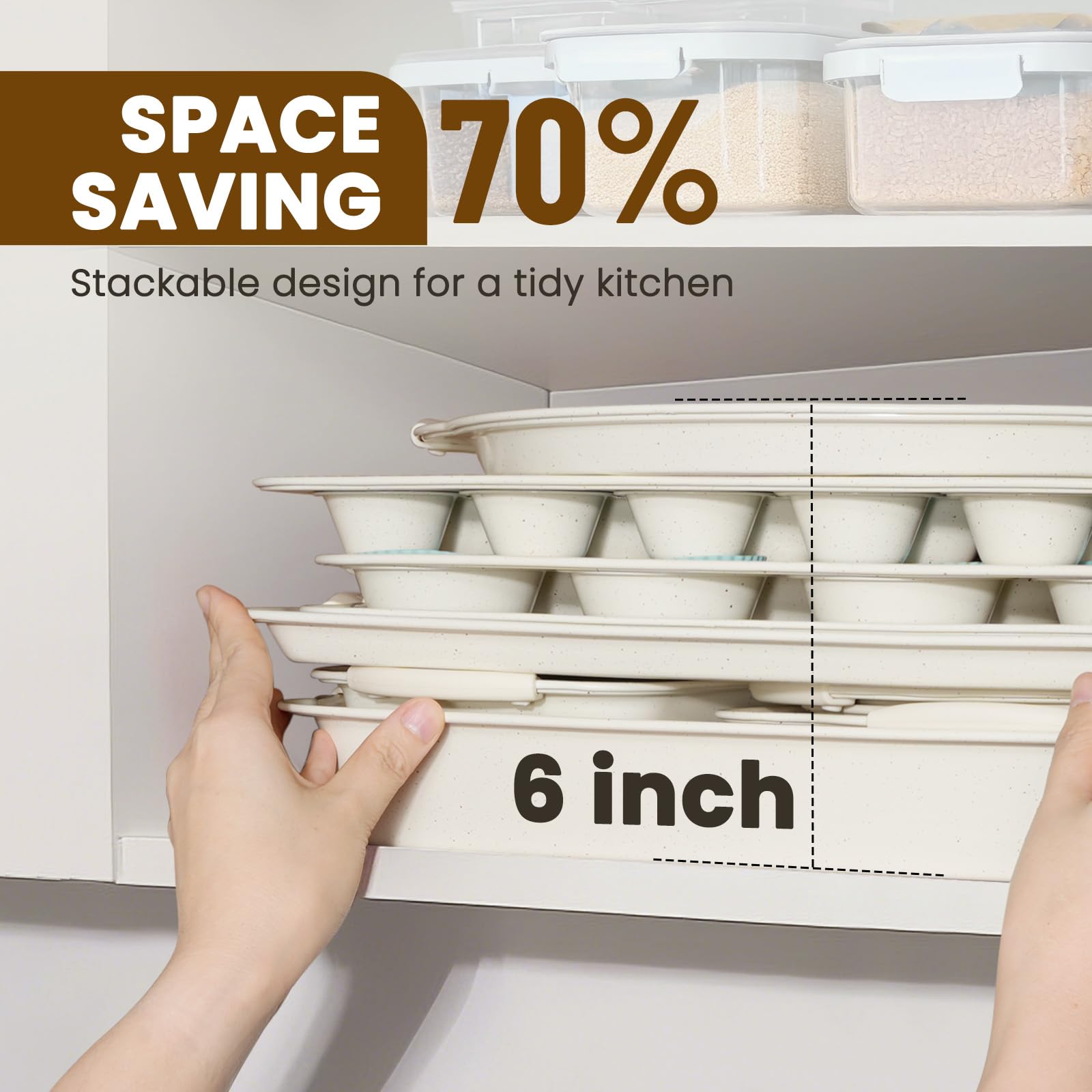 Kikcoin 22pc nonstick baking pans set round cake pans for layered desserts