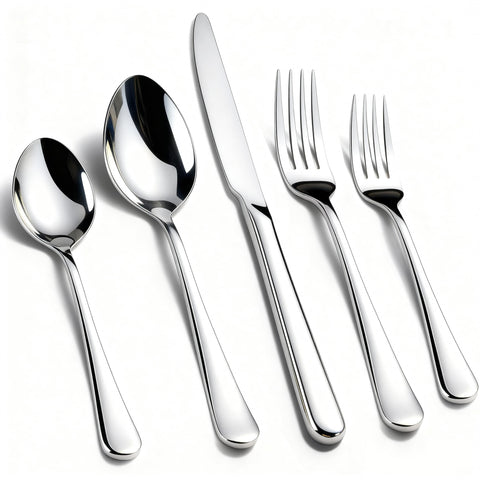 Kikcoin 40-pack silverware set for 8 with balanced-weight handles for daily meals