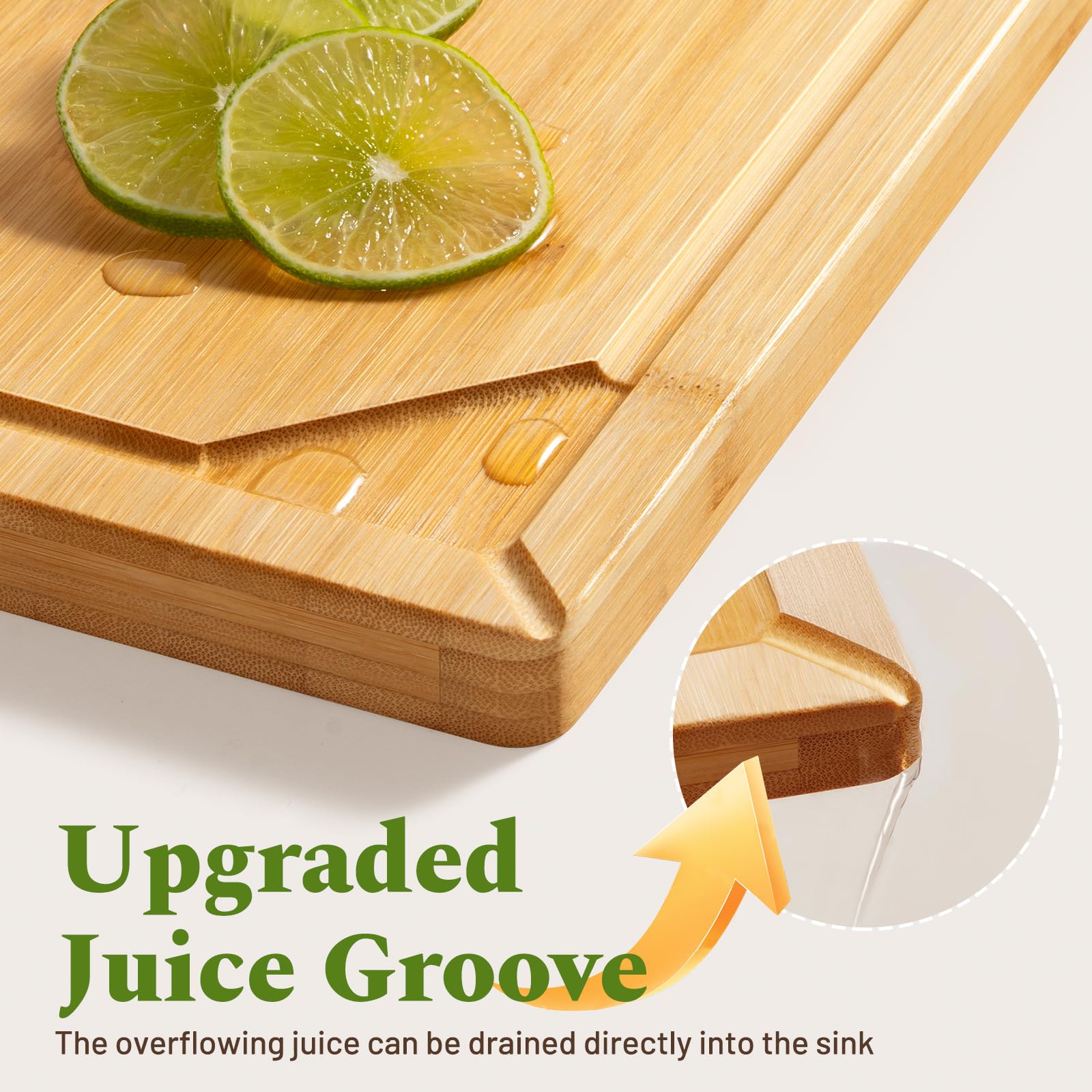 Kikcoin bamboo cutting board serving tray for entertaining and prep
