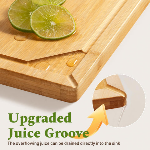 Kikcoin bamboo cutting board serving tray for entertaining and prep