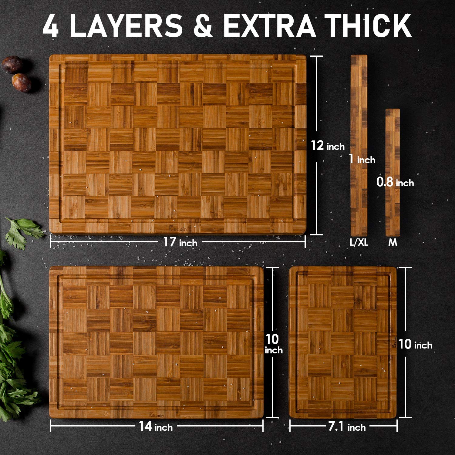 Kikcoin bamboo cutting board set l vegetables for efficient meal prep