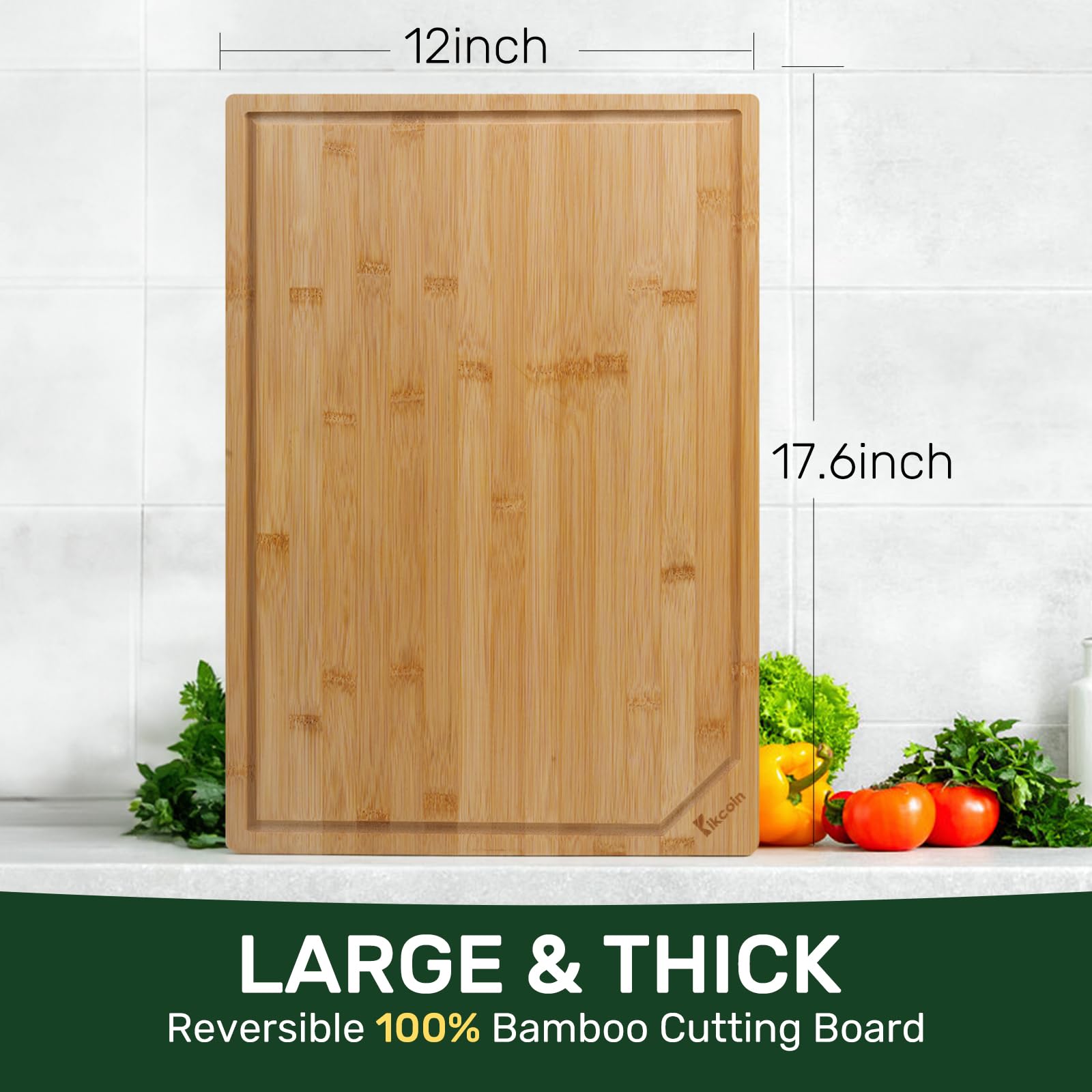 Kikcoin bamboo cutting board smooth polished surface comfortable to use.