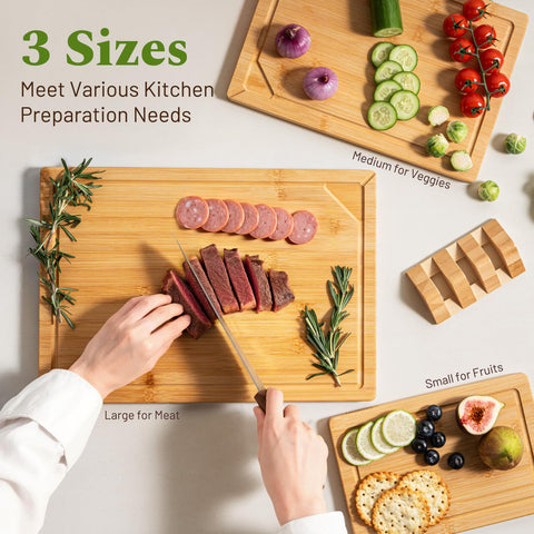 Kikcoin bamboo cutting board stand shown for vertical drying