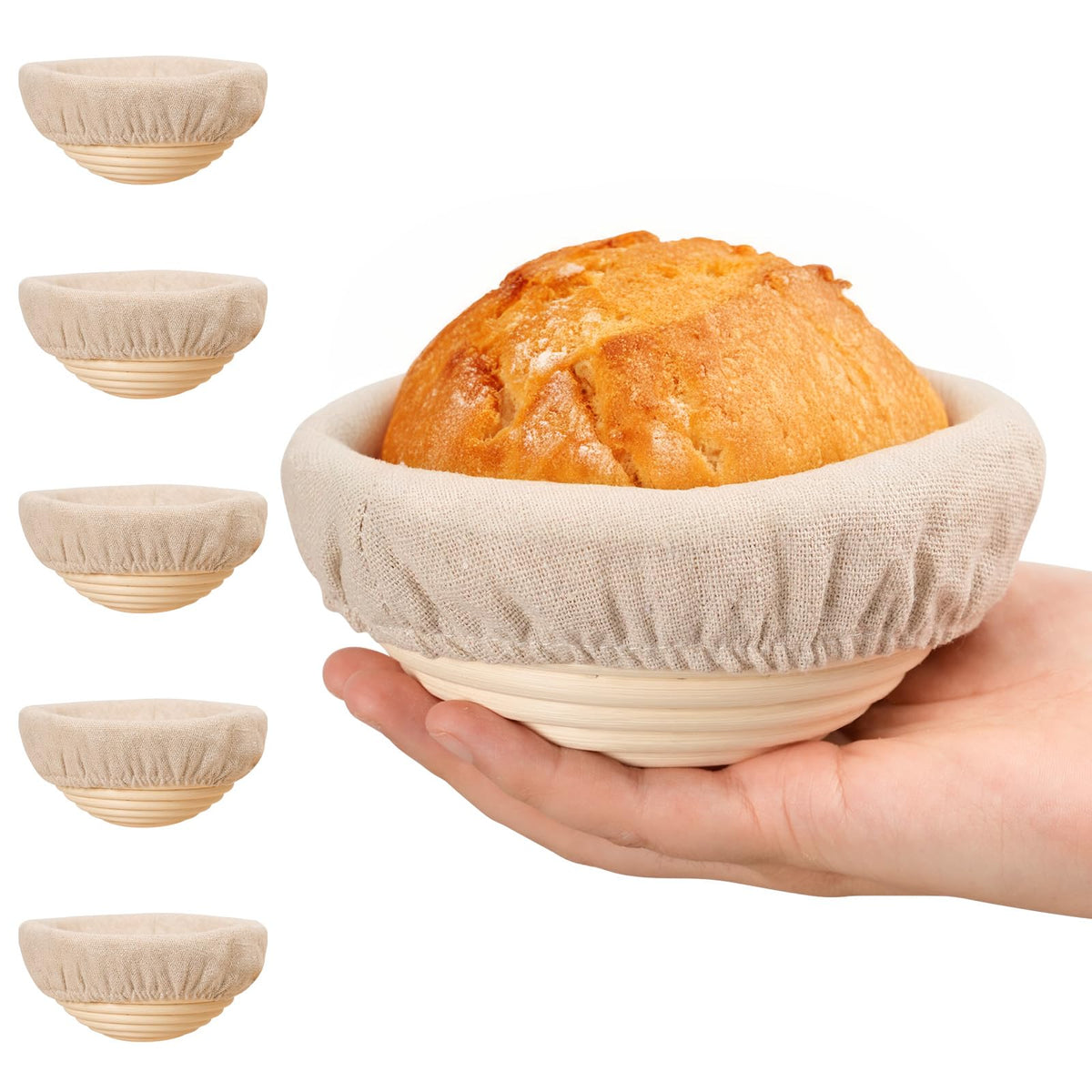 Kikcoin banneton basket set 6-pack for consistent dough proofing