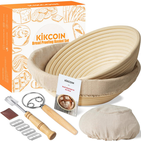 Kikcoin Banneton round 9-inch basket shapes round loaves with a classic crust.