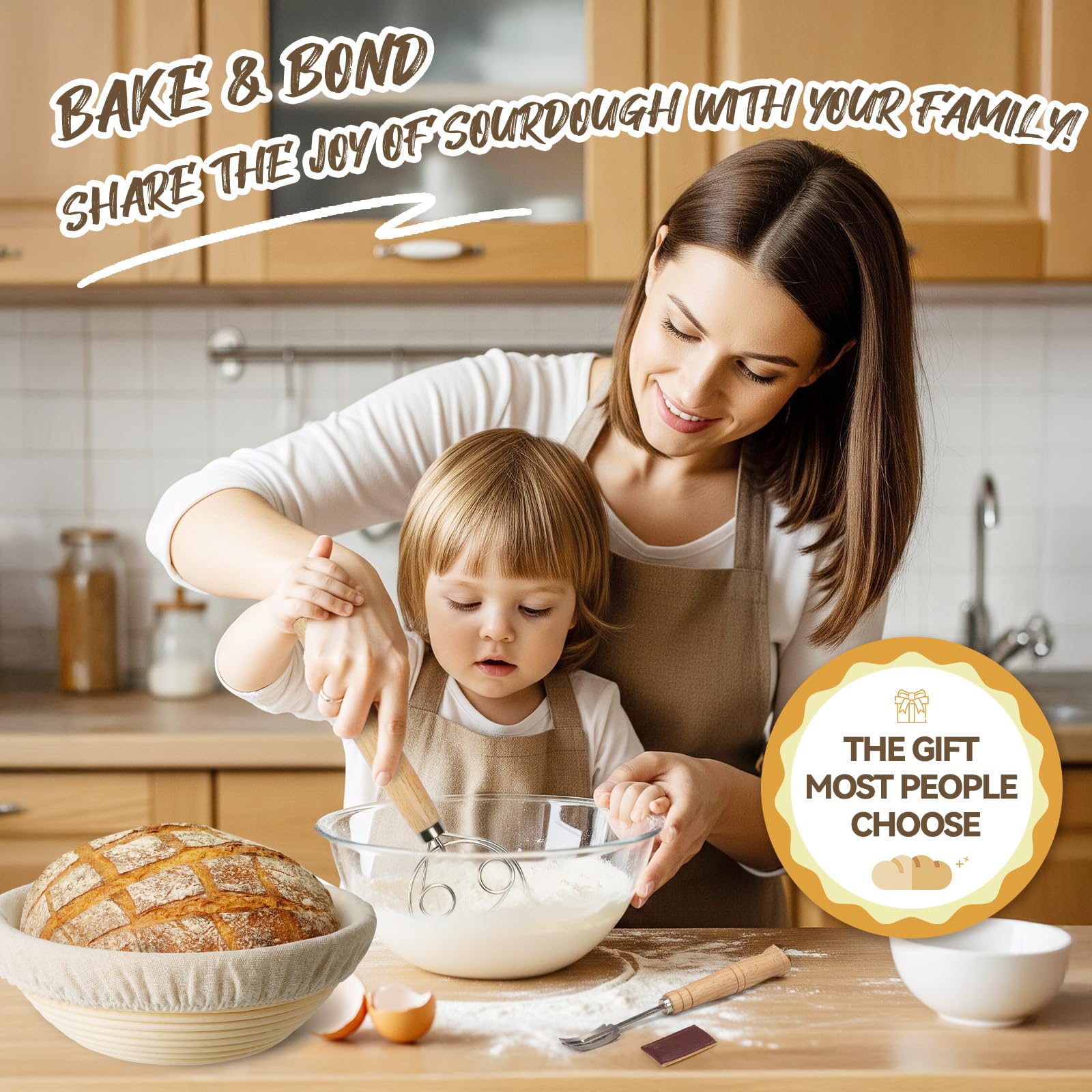 Kikcoin banneton set creates natural spiral crust patterns on bread.