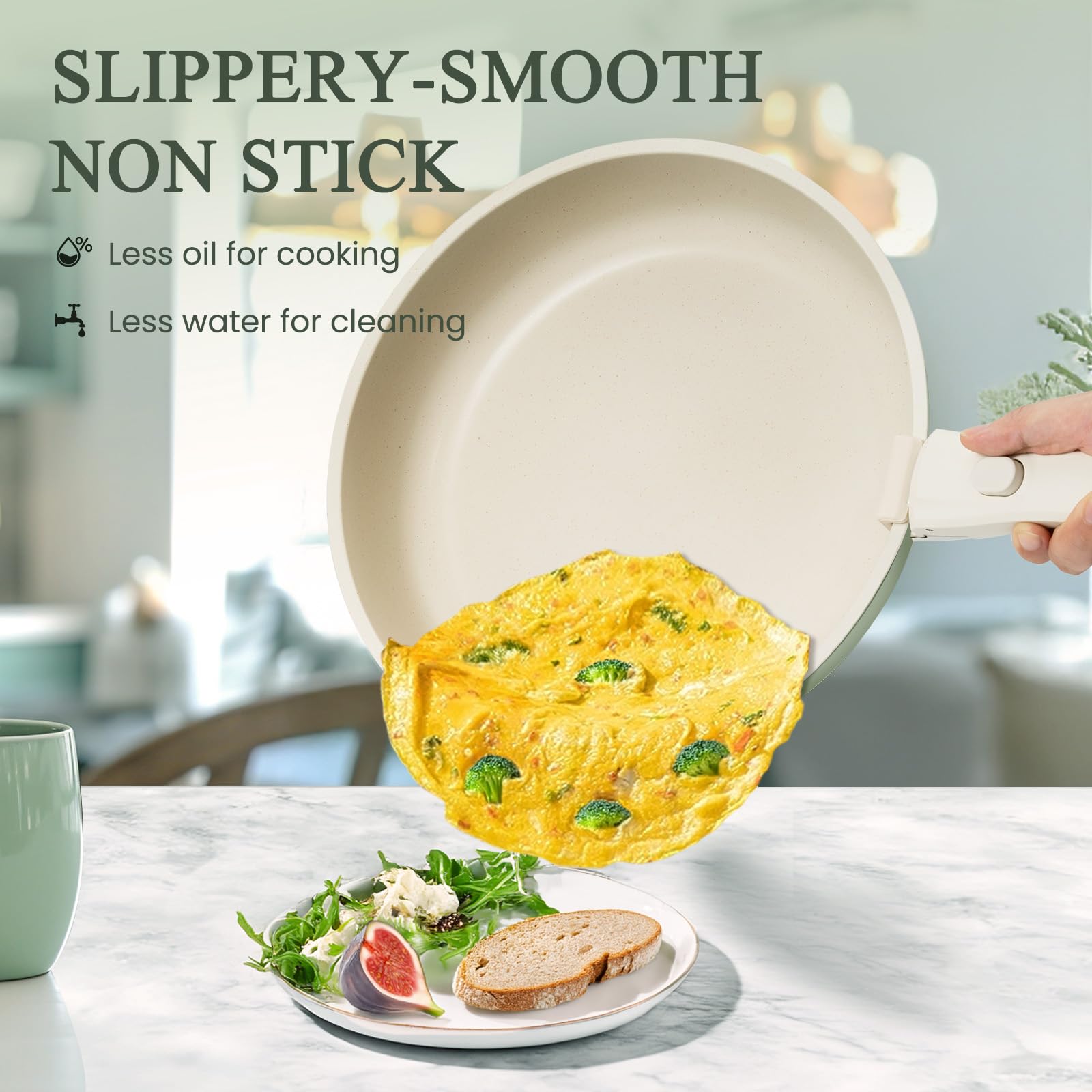 KIKCOIN 10in ceramic frying pan ideal for family meals