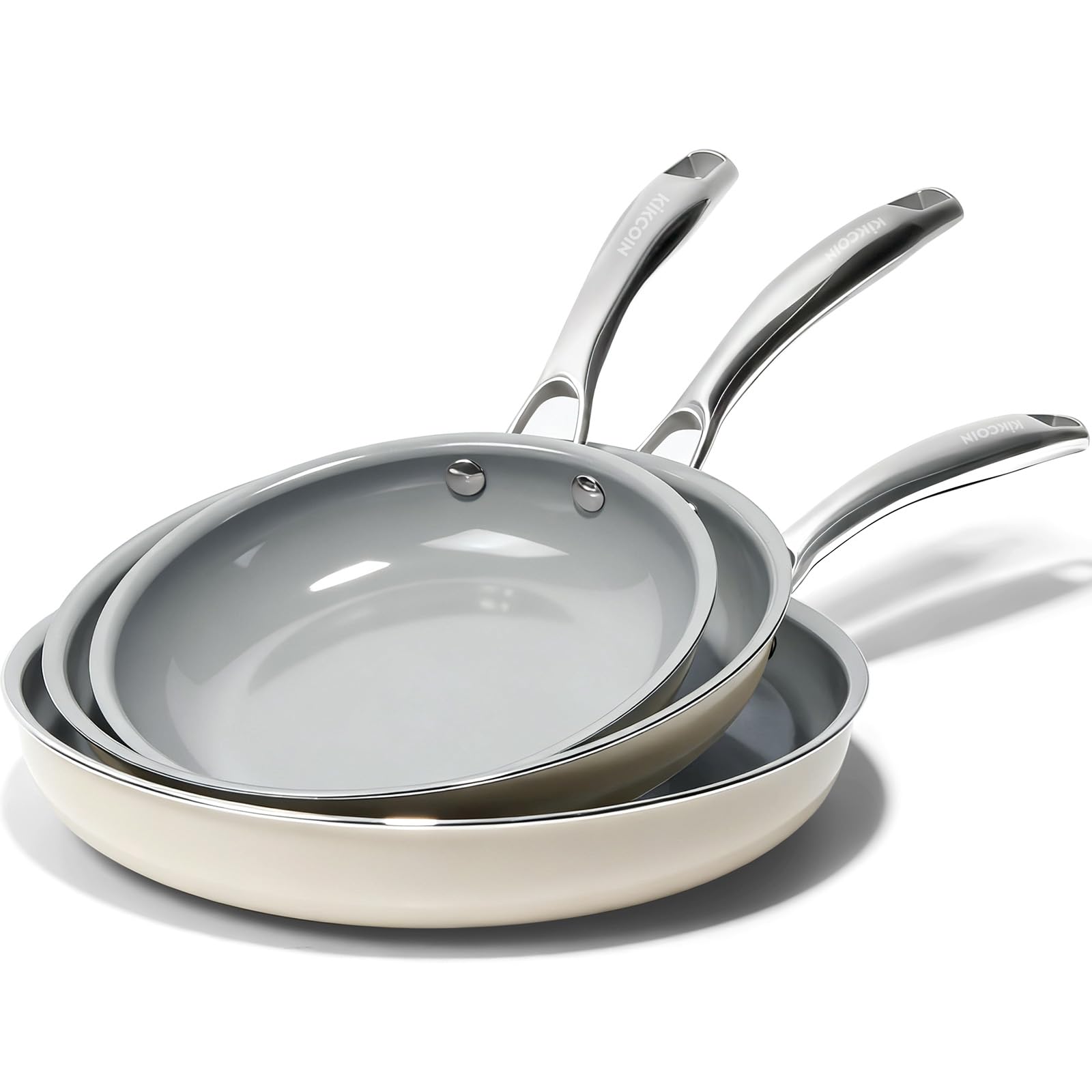 Kikcoin ceramic nonstick pan 8-inch top view for easy omelettes