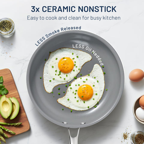 Kikcoin ceramic nonstick pan 9-5-inch angled view supports quick meals