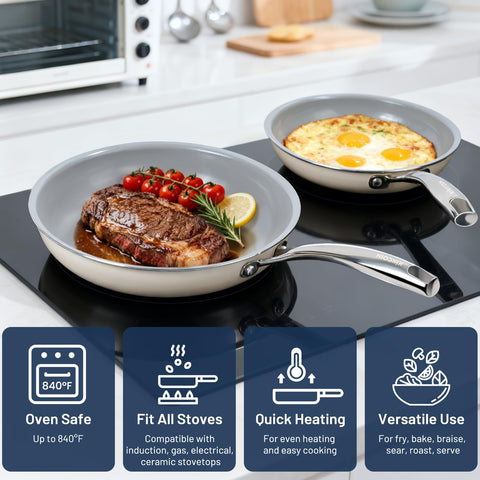 Kikcoin ceramic nonstick pan oven safe surface