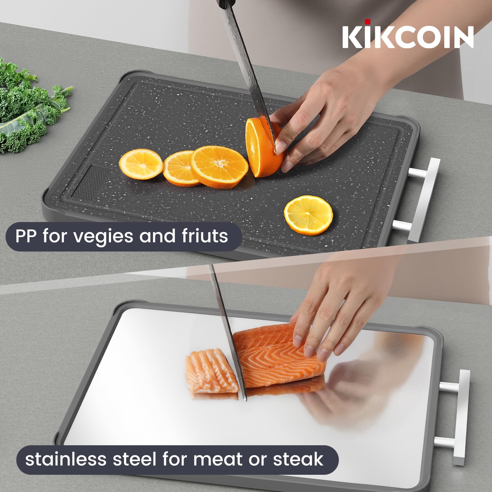 Kikcoin cutting board hanging handle helps space-saving storage