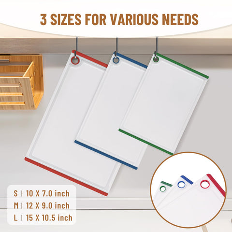 Kikcoin cutting board set medium for vegetables with non slip surface