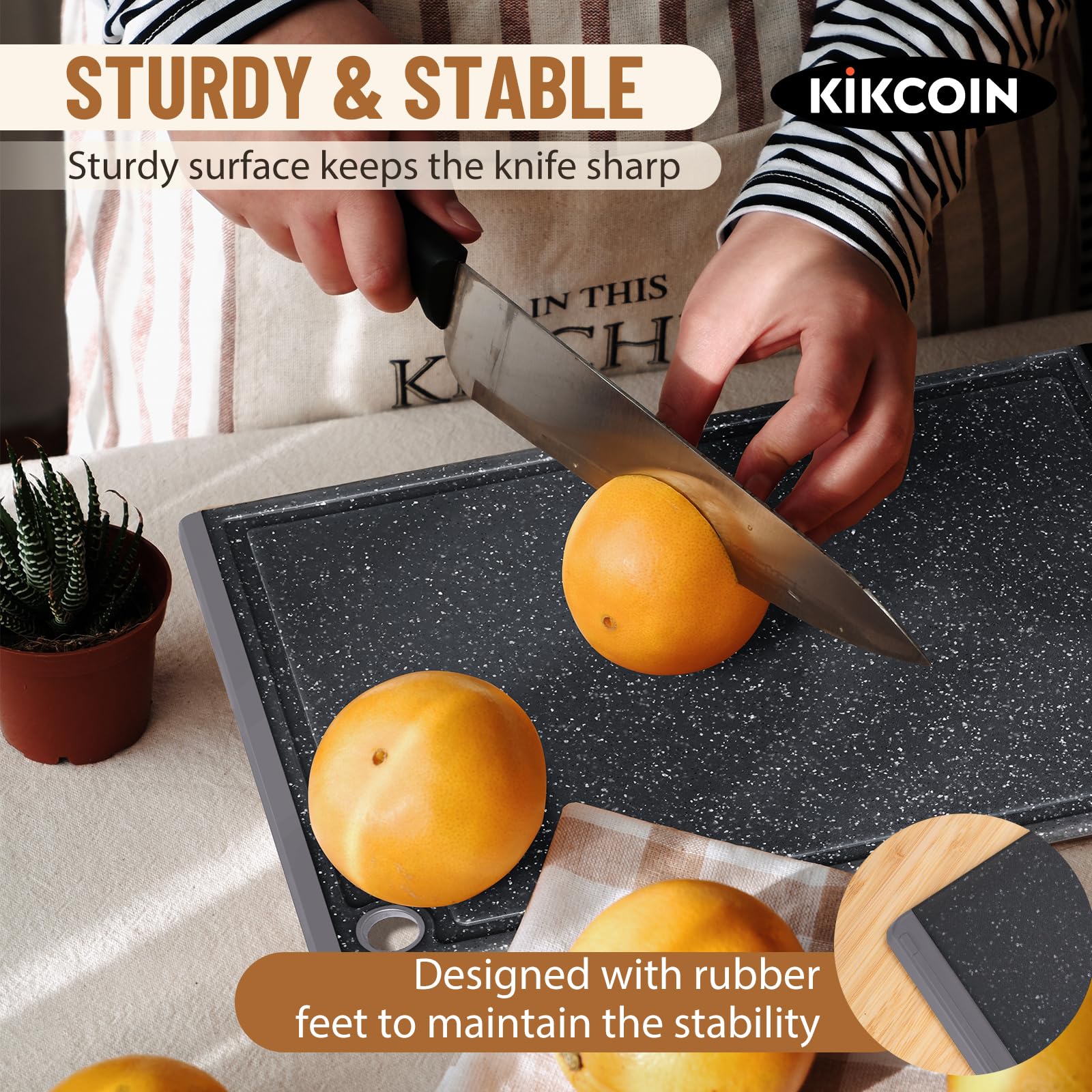 Kikcoin cutting boards juice groove: catches liquids for easy cleanup