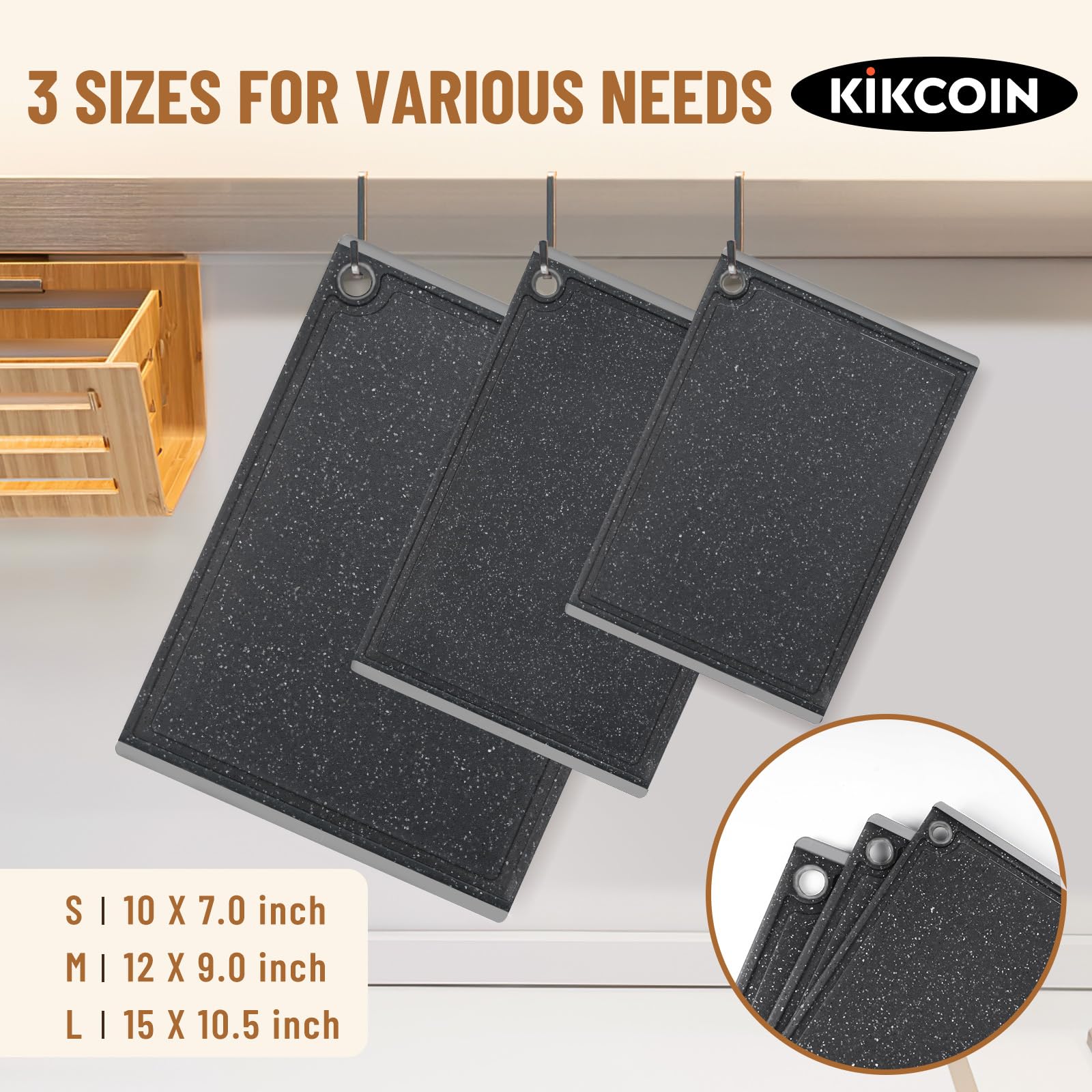 Kikcoin cutting boards non-slip texture: stabilized slicing surface