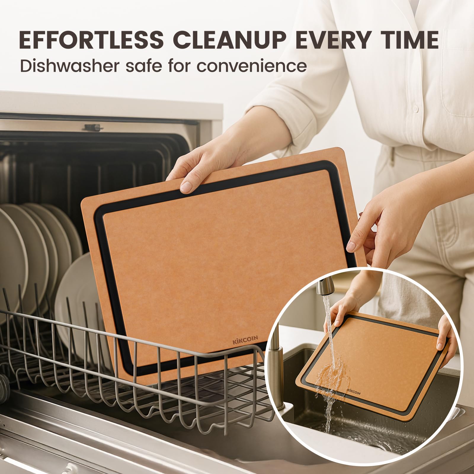 Kikcoin boards are dishwasher safe for quick cleanup after meals.