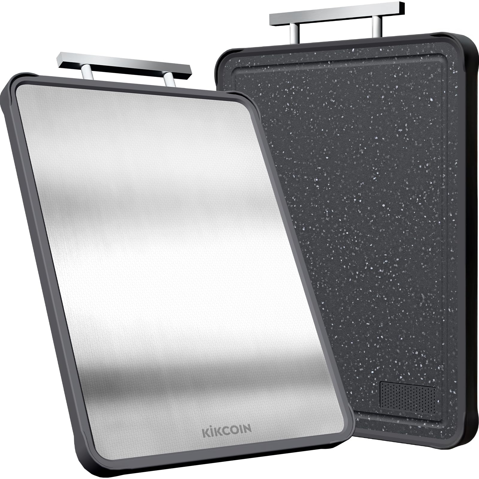 Kikcoin double-sided cutting board with juice groove for tidy counters