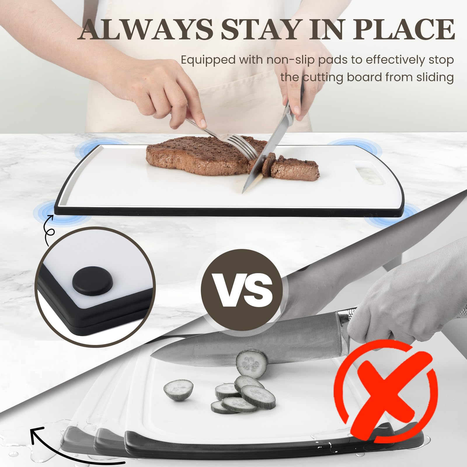 Kikcoin extra-large cutting board ideal for meat prep with secure grip