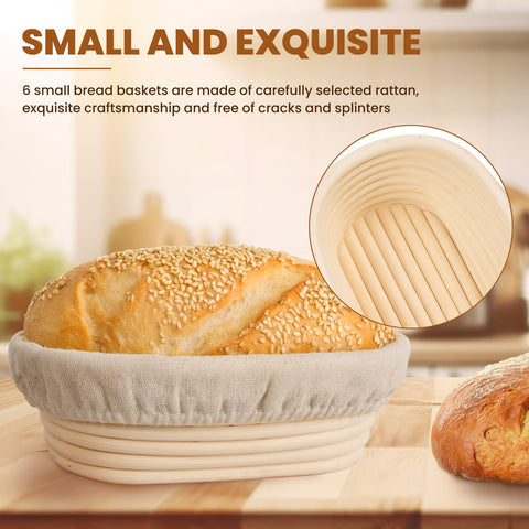 Handwoven rattan banneton pattern adds rustic character to dough.