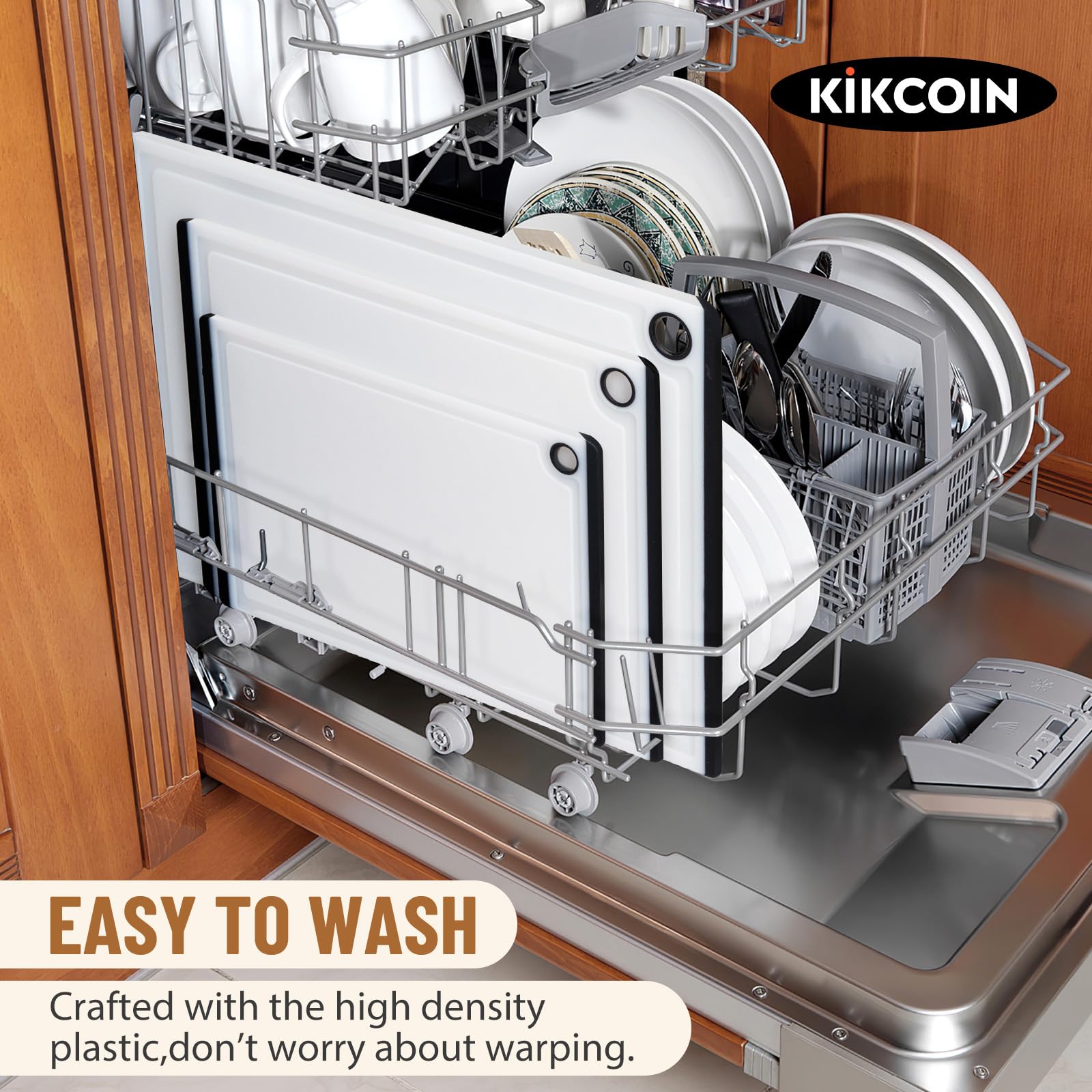 Kikcoin deep juice groove catches liquids for cleaner prep.