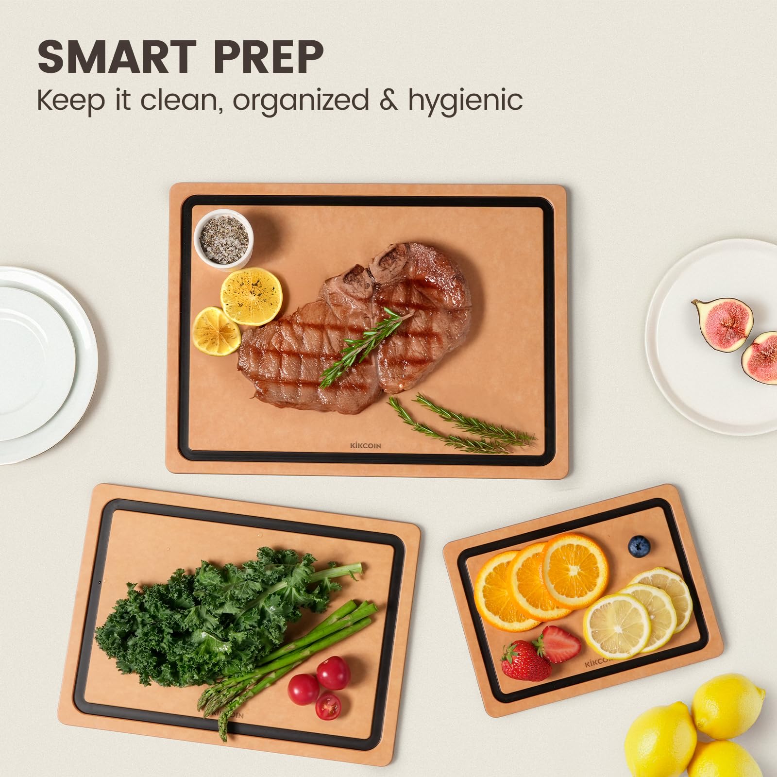 Kikcoin juice groove captures liquids as you slice meats and vegetables.