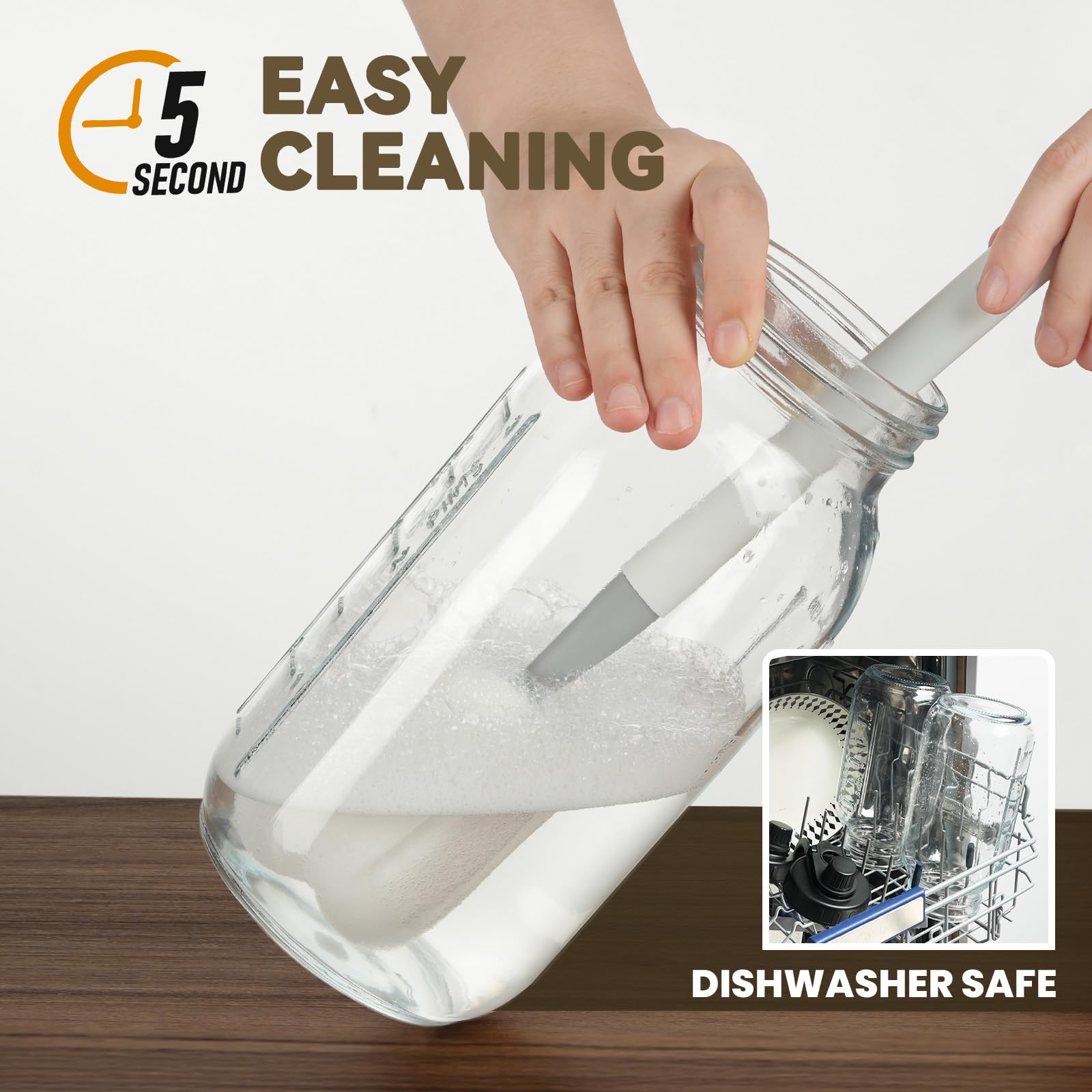 Kikcoin mason jar pitcher ergonomic handle for a secure grip.