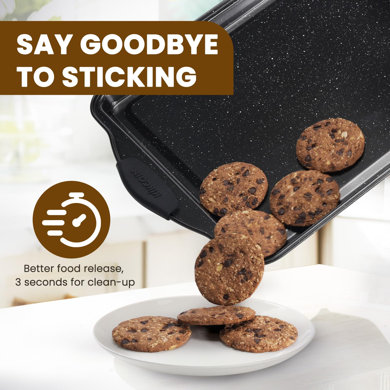 Kikcoin medium cookie pan perfect for smaller batches and cookies.
