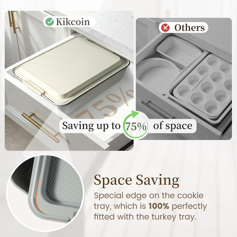 Kikcoin 450°F oven-safe cookie sheets for high-heat baking.
