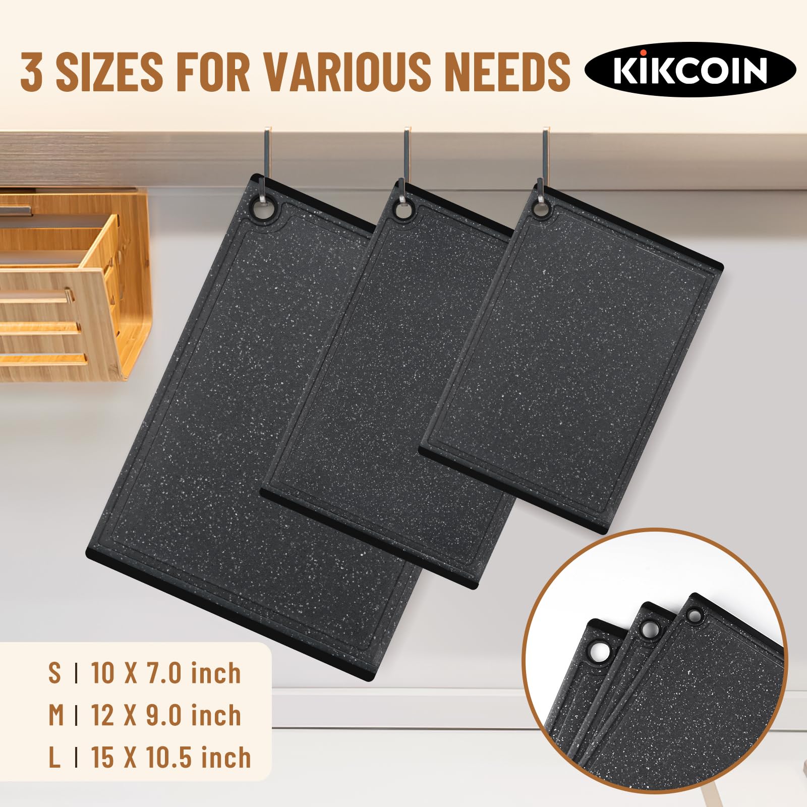 Kikcoin large cutting board shows carving-ready surface for turkey or steak.