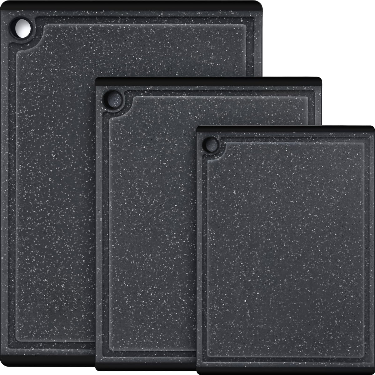 Kikcoin plastic cutting board set viewed top view for versatile kitchen prep.