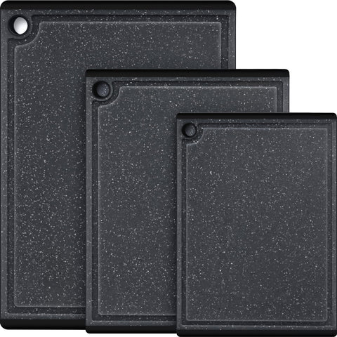 Kikcoin plastic cutting board set viewed top view for versatile kitchen prep.