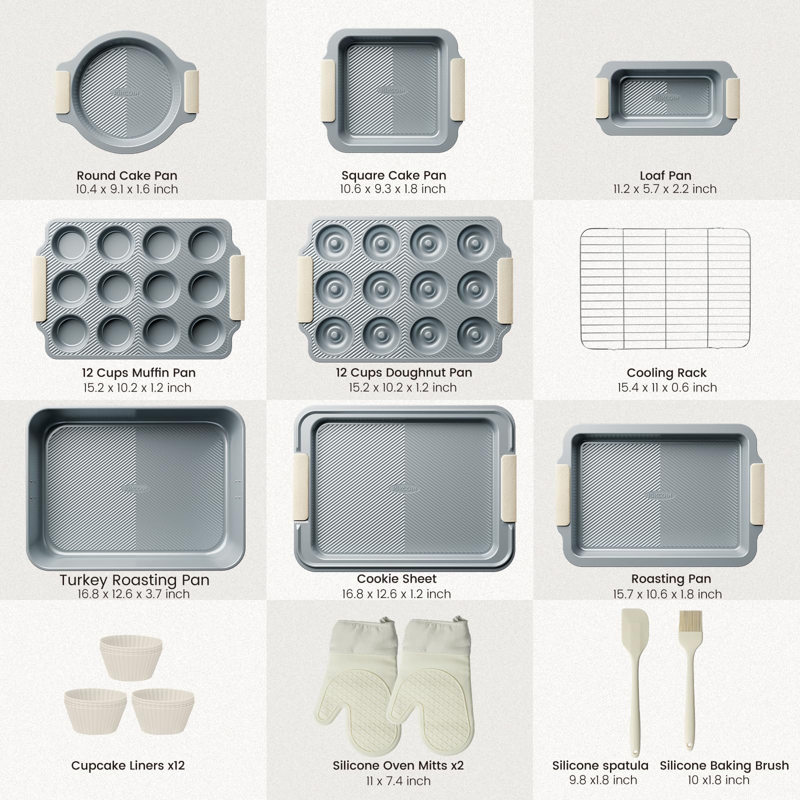 Kikcoin silicone-handled nonstick pans with comfortable grip and easy release.