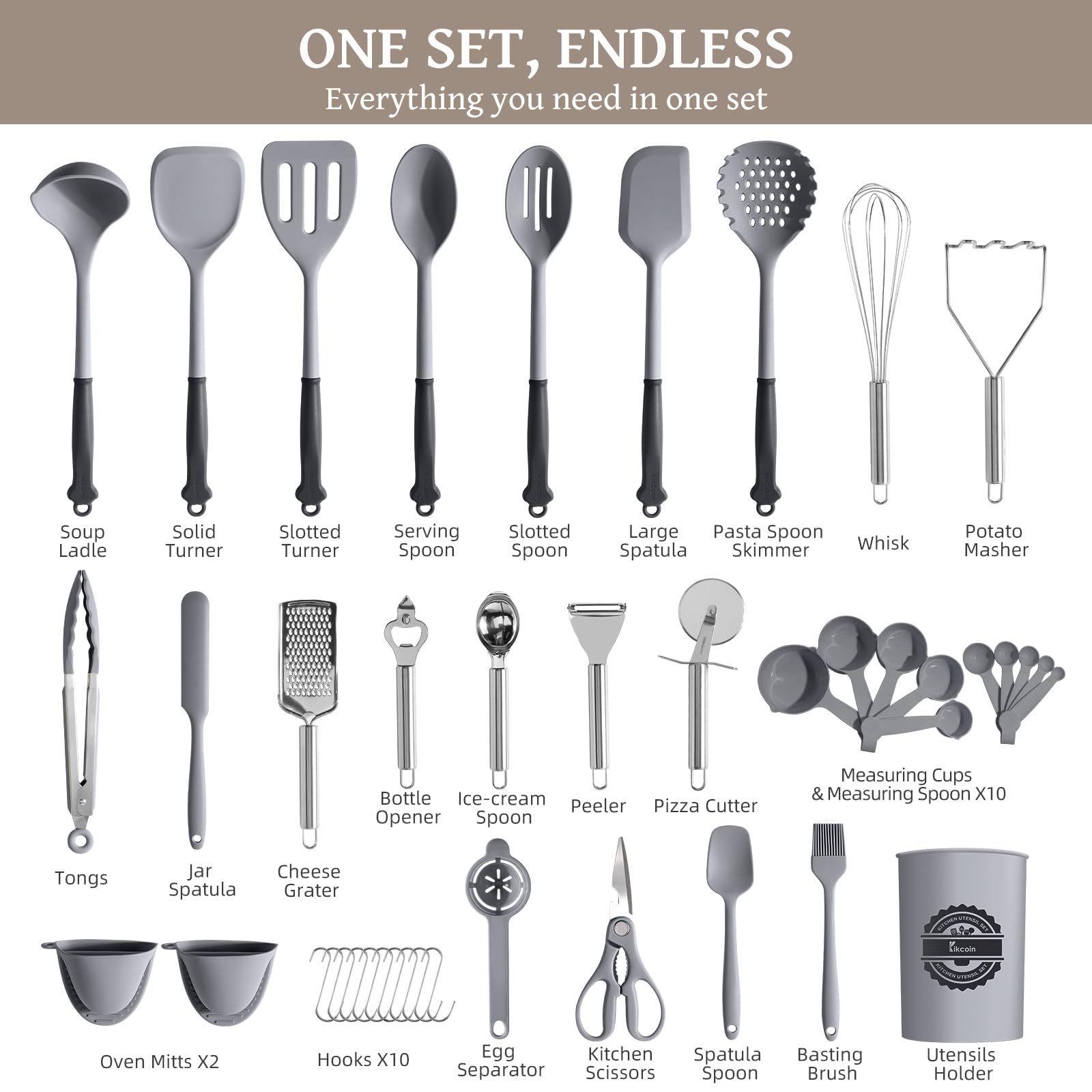 Kikcoin silicone turner spatula ideal for non-stick pans and precise flipping.