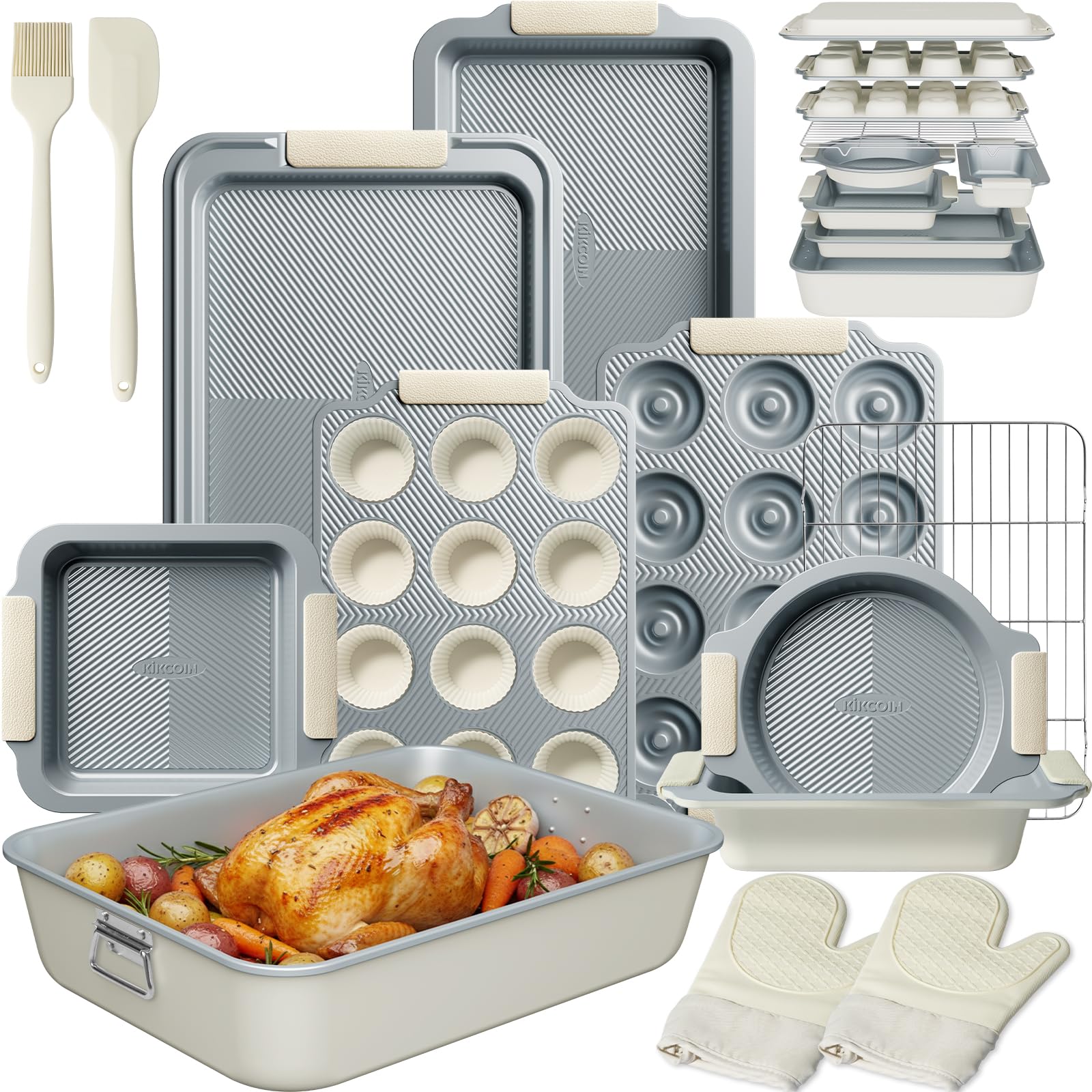 Kikcoin stackable pan set saves space and keeps your kitchen organized.