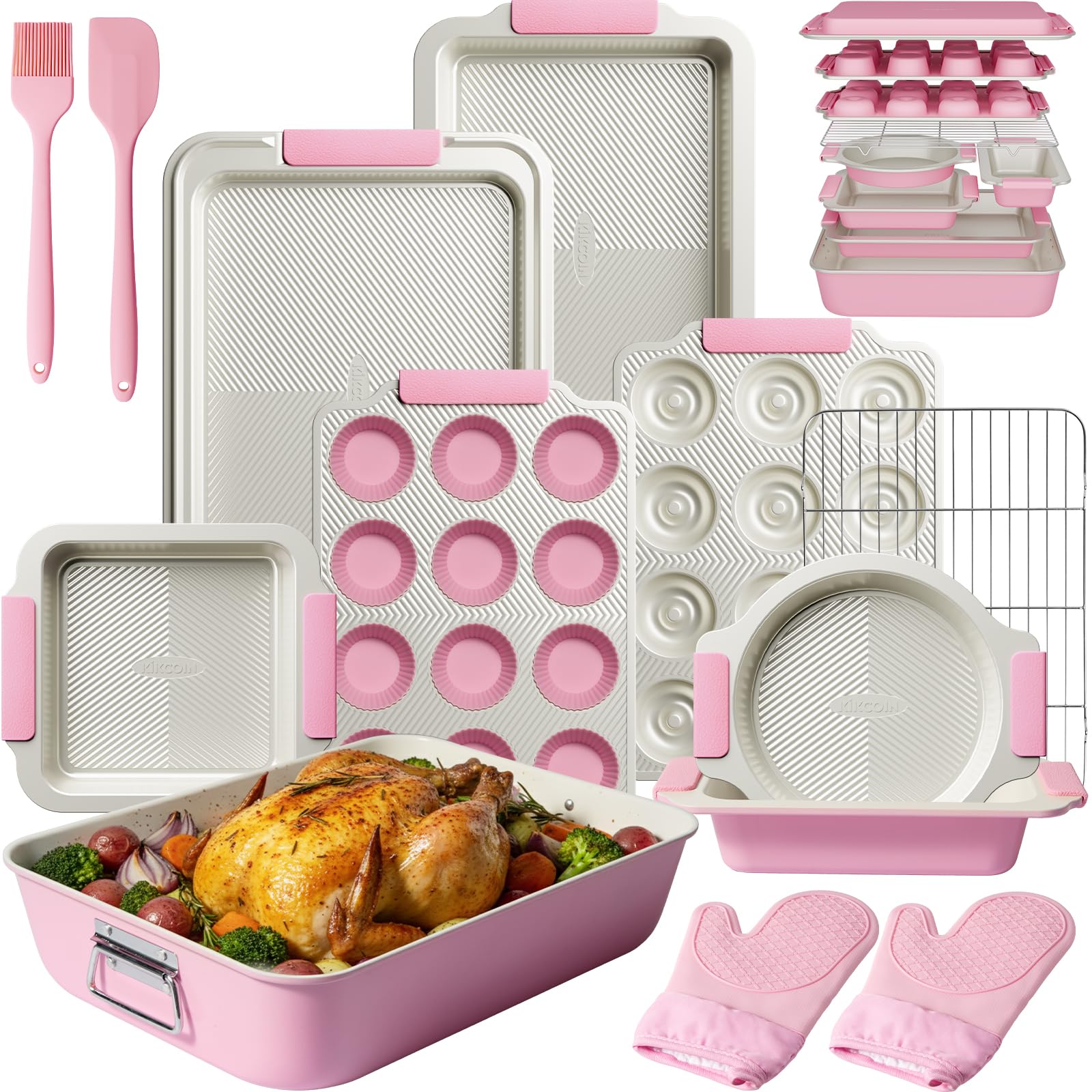 Kikcoin stackable pans demonstrating nesting for space-saving storage