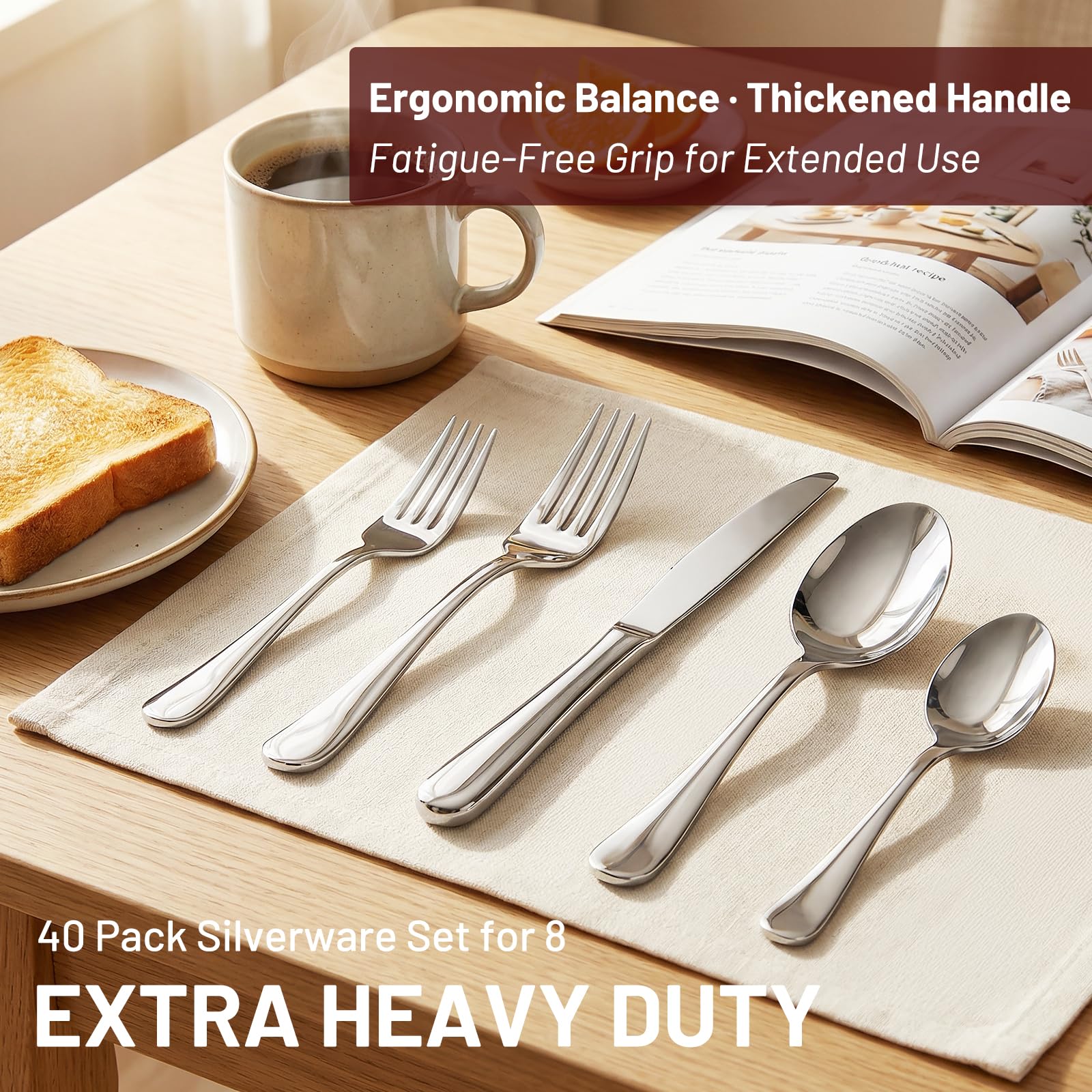 Kikcoin stainless steel flatware with mirror polish for elegant dining