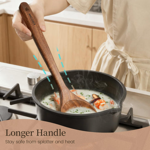 Kikcoin frying spatula with long handle keeps hands safe from heat