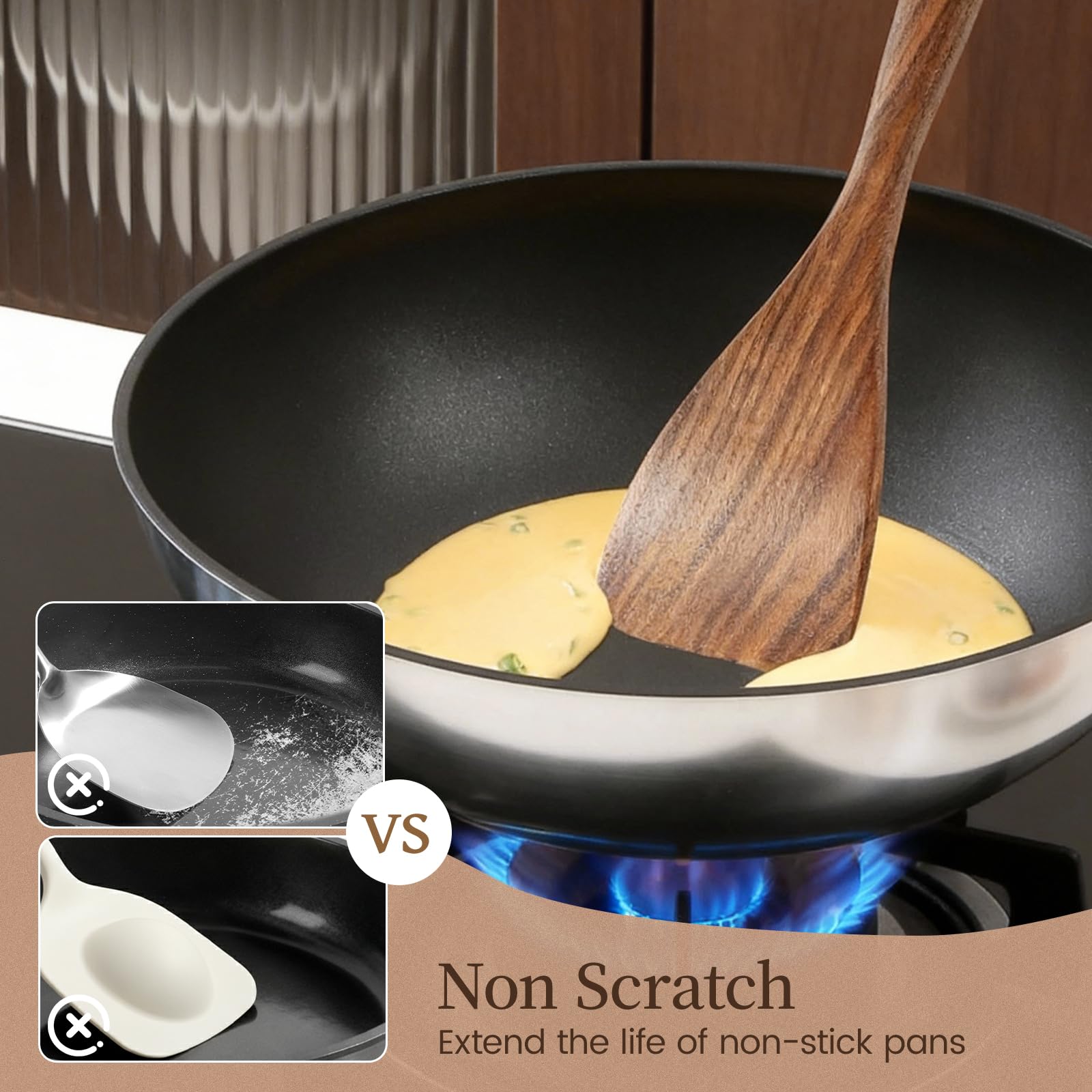 Kikcoin spaghetti spoon with curved head for effortless flipping and serving
