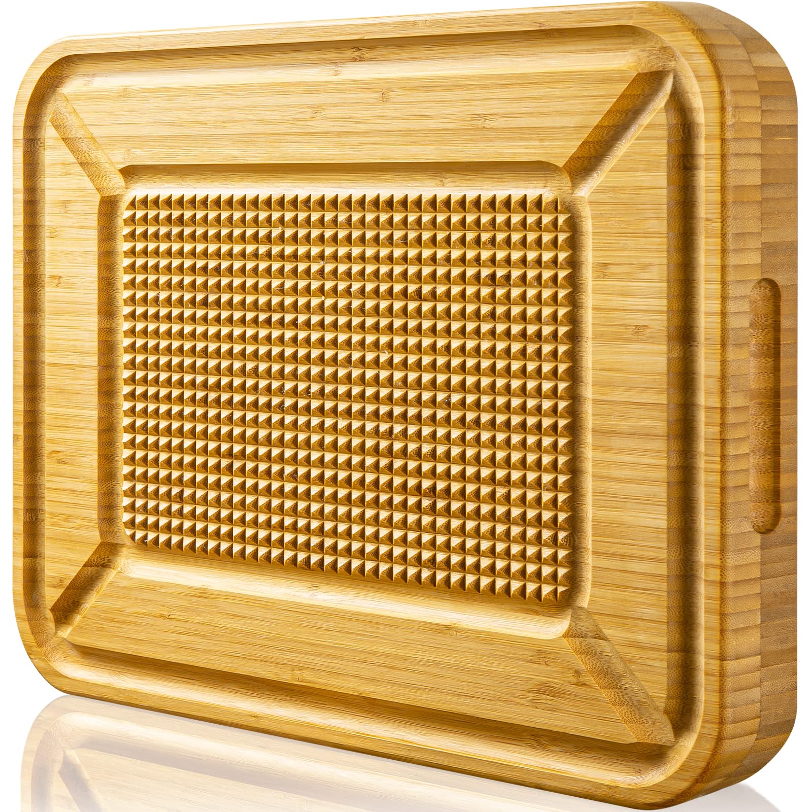 Kikcoin turkey carving board with thick design steadies meat during carving.