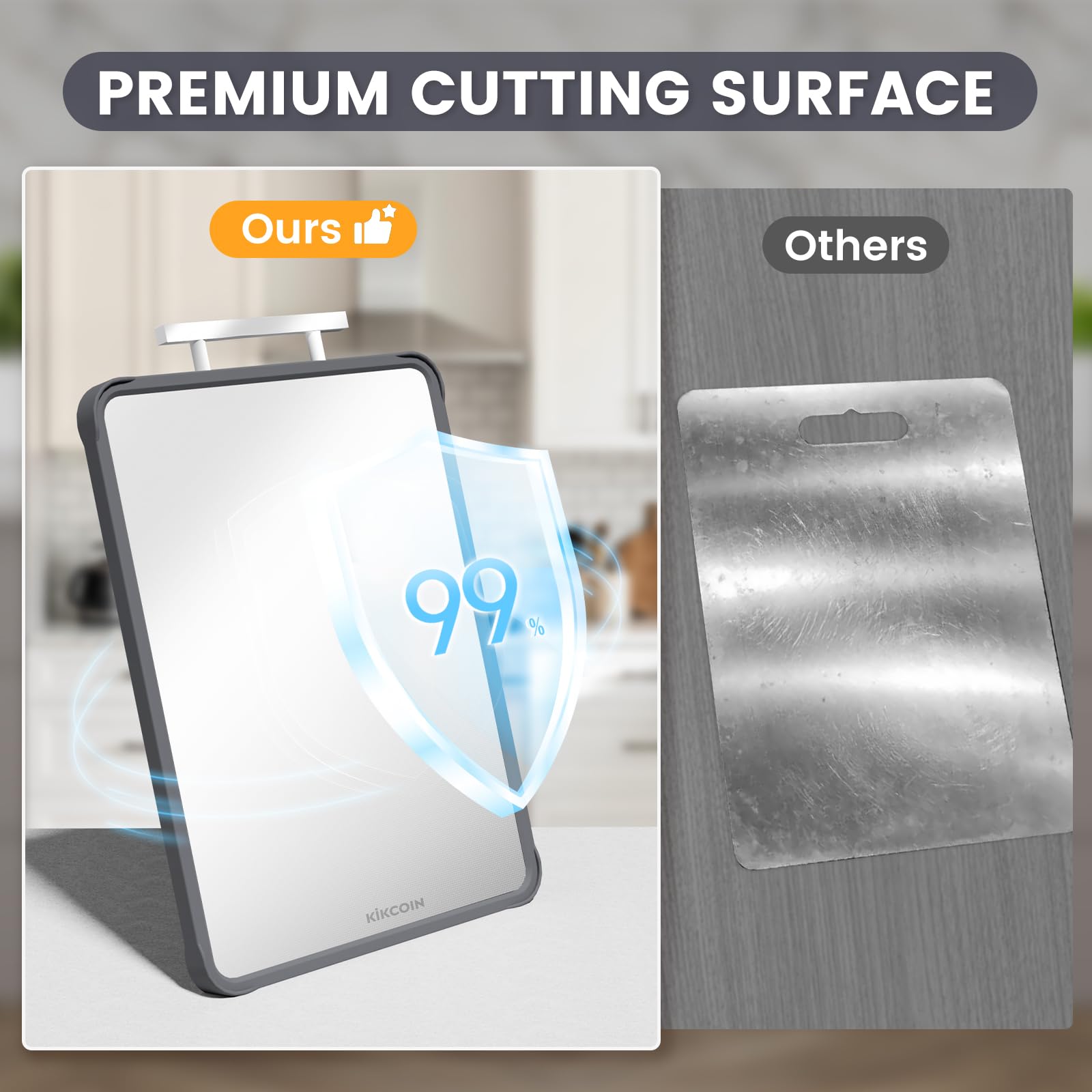 Kikcoin wheat straw PP material cutting board with durable, lightweight design