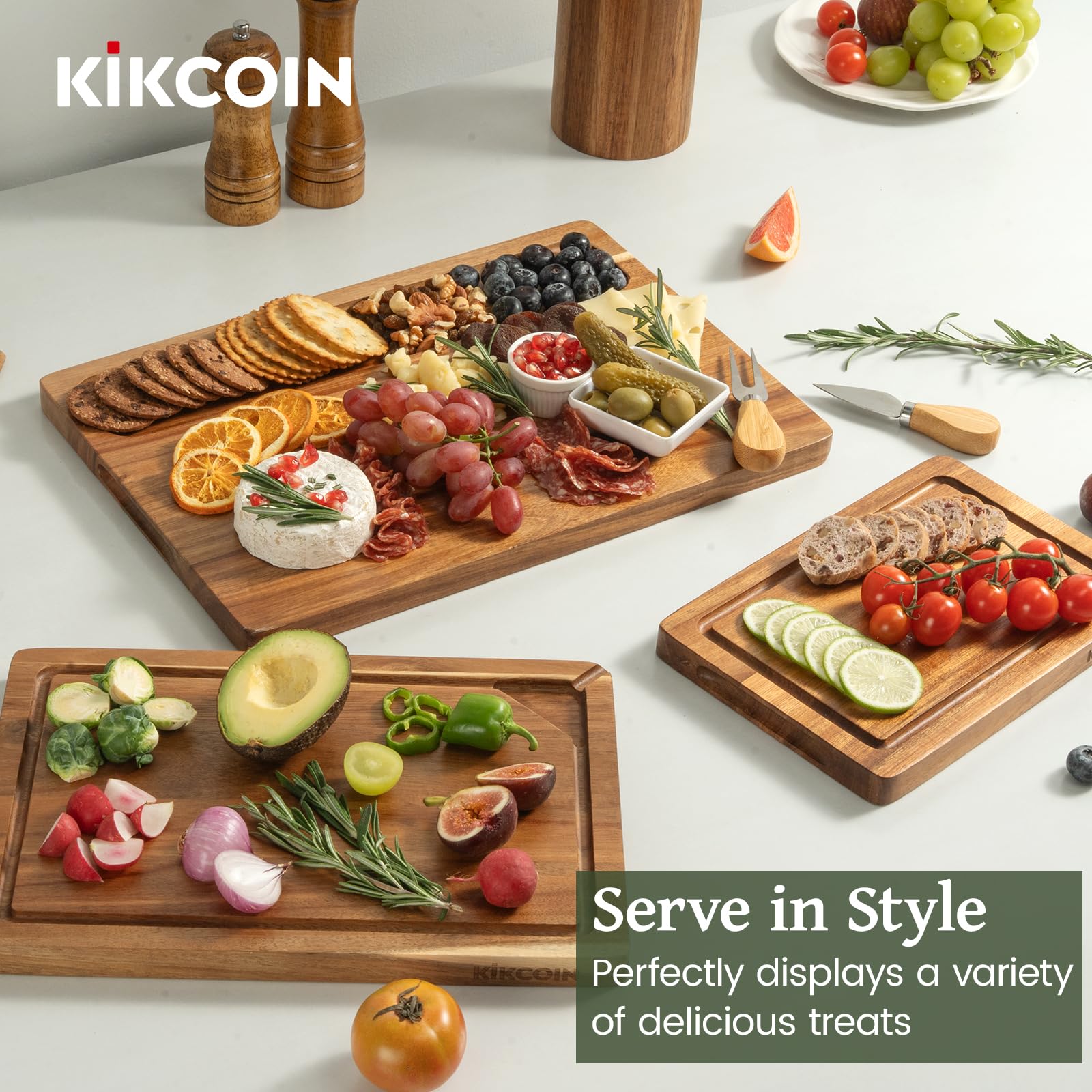 Kikcoin boards feature built-in compartments to separate ingredients.