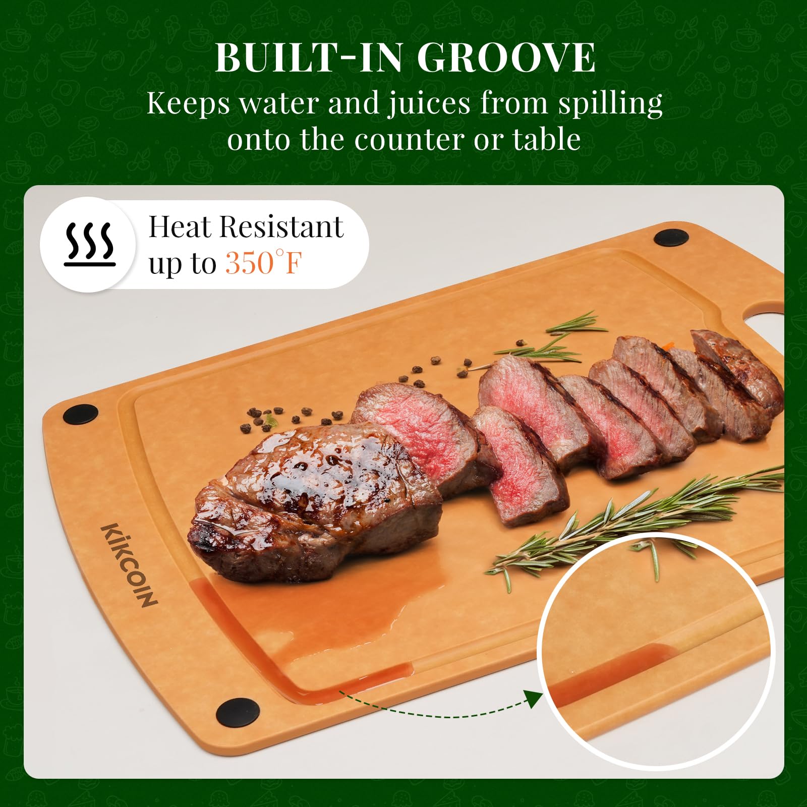 Kikcoin wood cutting board is dishwasher safe for easy cleanup.