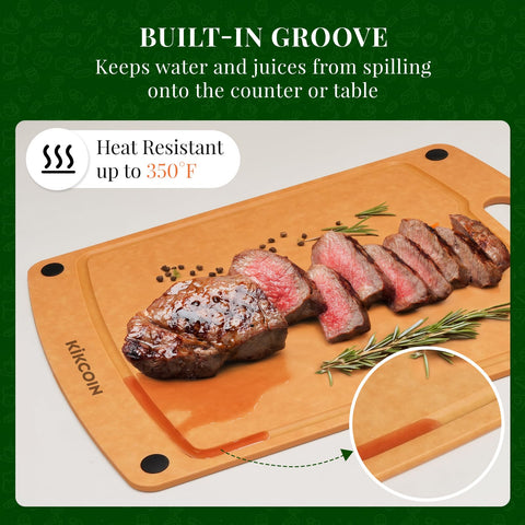 Kikcoin wood cutting board is dishwasher safe for easy cleanup.