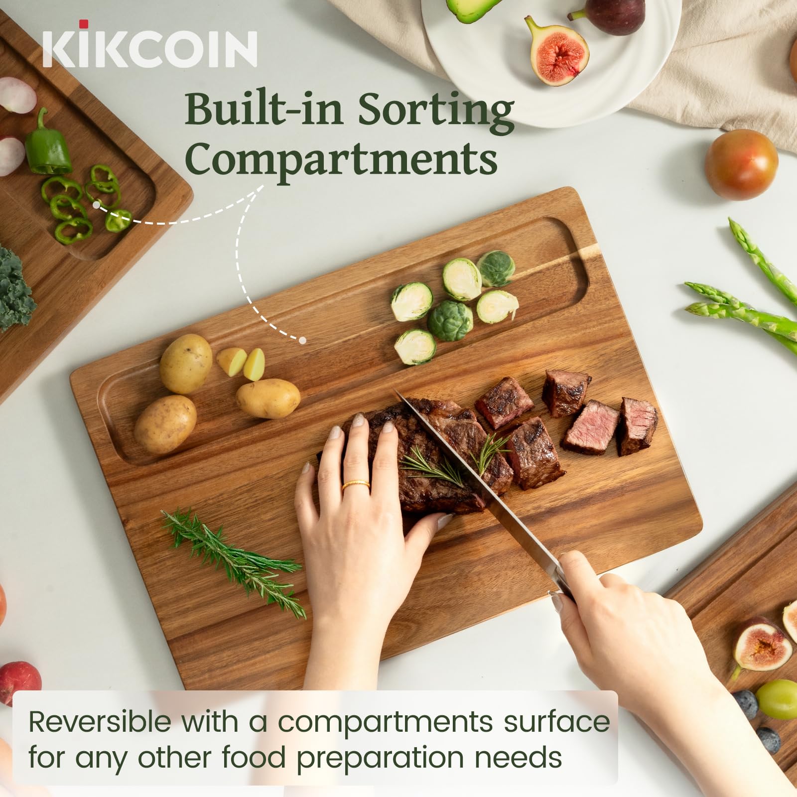 Kikcoin juice groove detail captures liquids for clean counters.