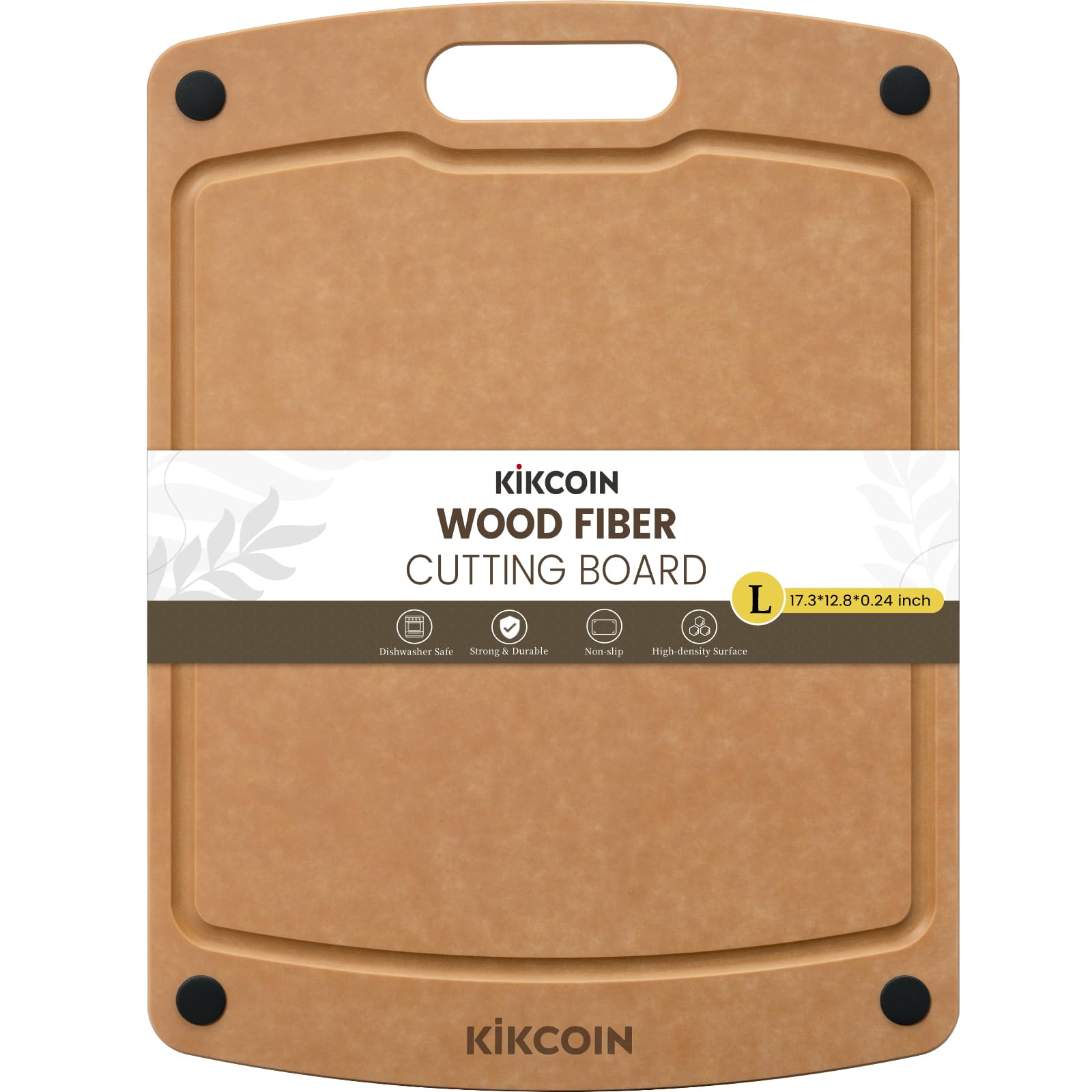 Kikcoin wood cutting board with knife-friendly surface protects blades during prep.
