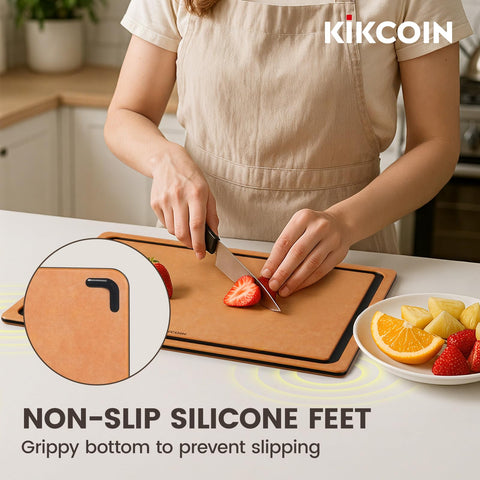 Kikcoin small cutting board for herbs and garnishes on the counter.