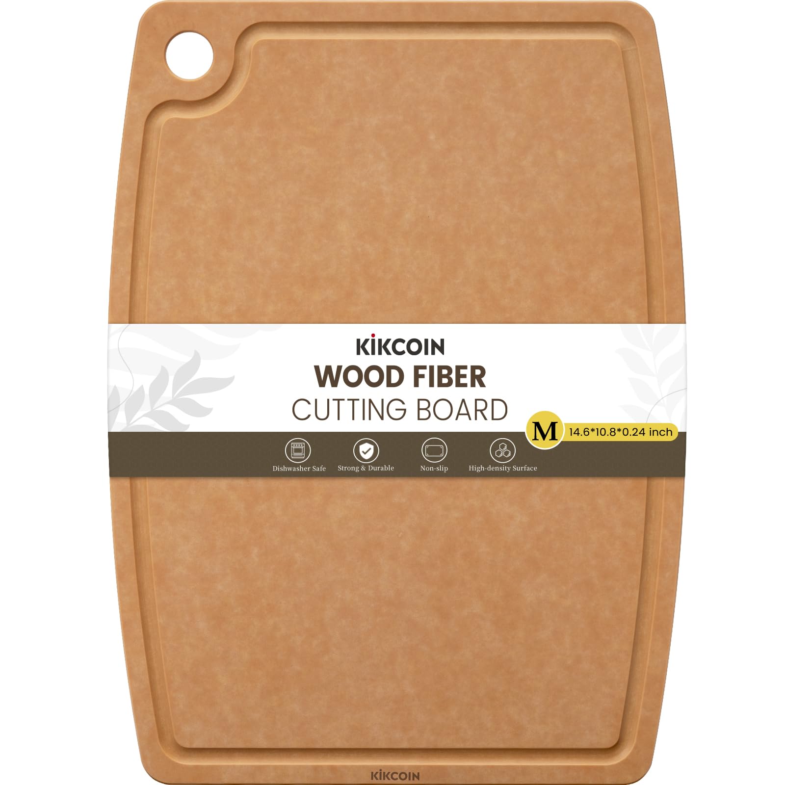 Kikcoin wood cutting board top view, ample prep space for efficient chopping.