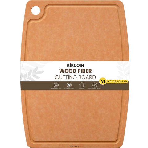 Kikcoin wood cutting board top view, ample prep space for efficient chopping.