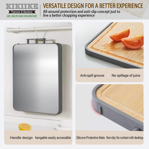 KIKIIKE cutting-board-handle-silicone-wrap ensures secure grip during use.